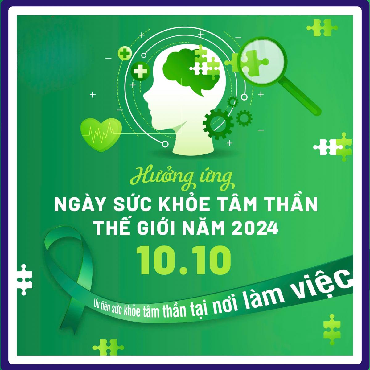 Hưởng ứng Ngày sức khoẻ tâm thần thế giới 10-10-2024  “Ưu tiên cho sức khỏe tâm thần tại nơi làm việc”.