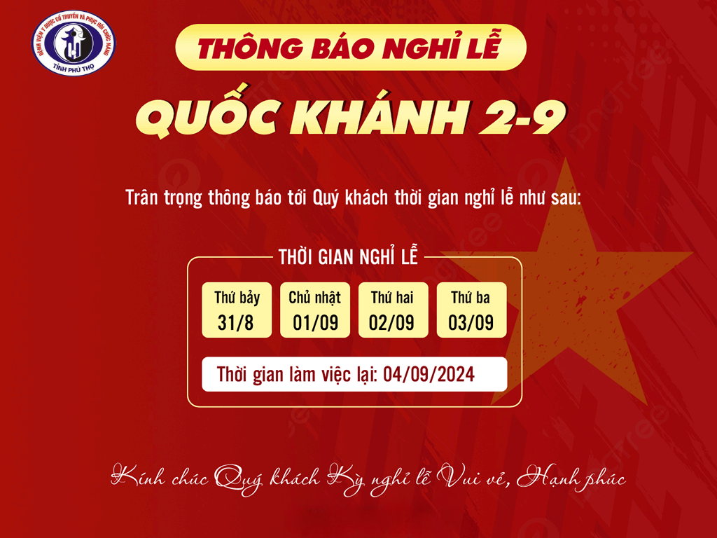 THÔNG BÁO LỊCH NGHỈ LỄ QUỐC KHÁNH 02/9/2024